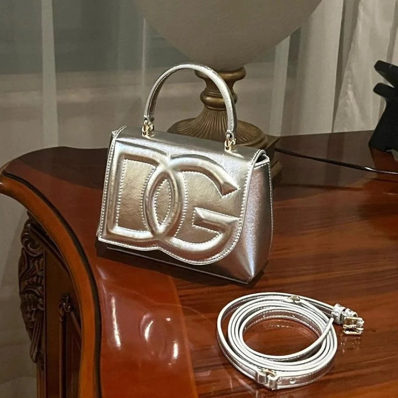 D&G logo-embossed leather bag Silver