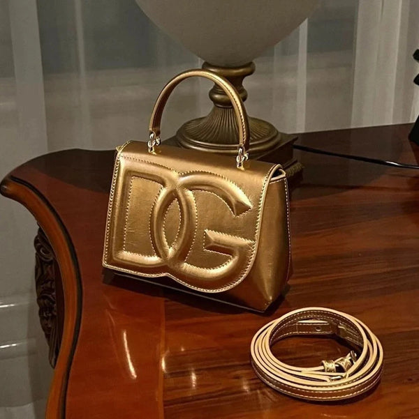 D&G logo-embossed leather bag Silver Gold