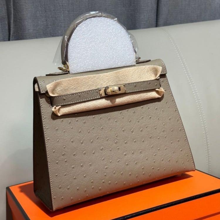 Hermes Kelly Ostrich Bag