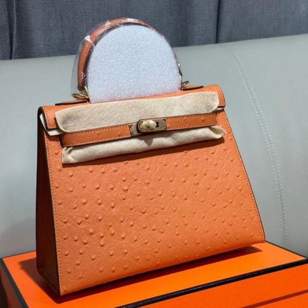 Hermes Kelly Ostrich Bag