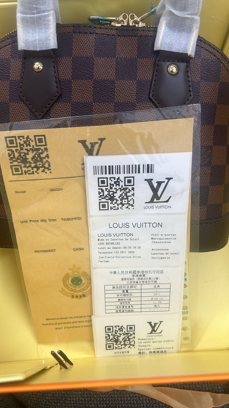 LV Brown Damier Ebene Canvas Alma BB Top Handle Bag