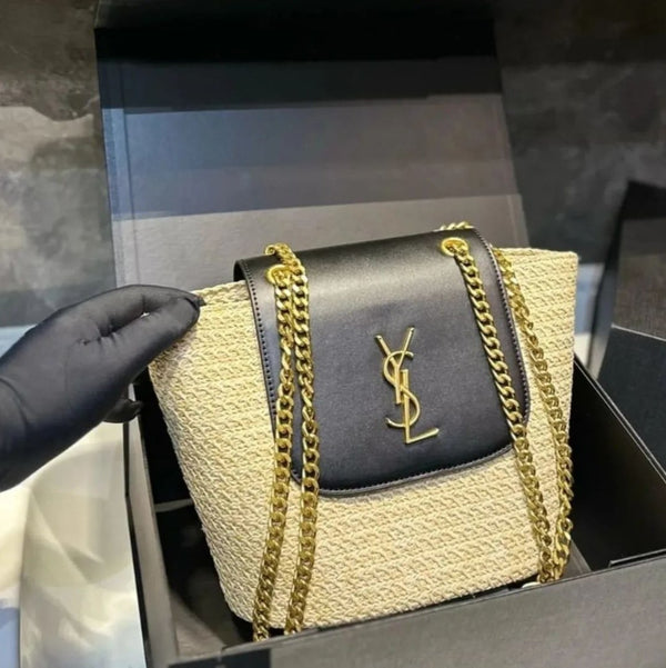 saint Laurent Raffia Tote Bag