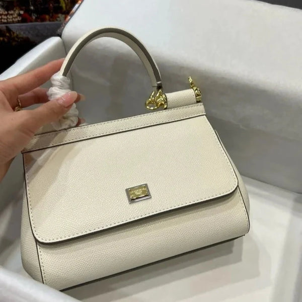 D&G Sicily Small Top Handle Bag White