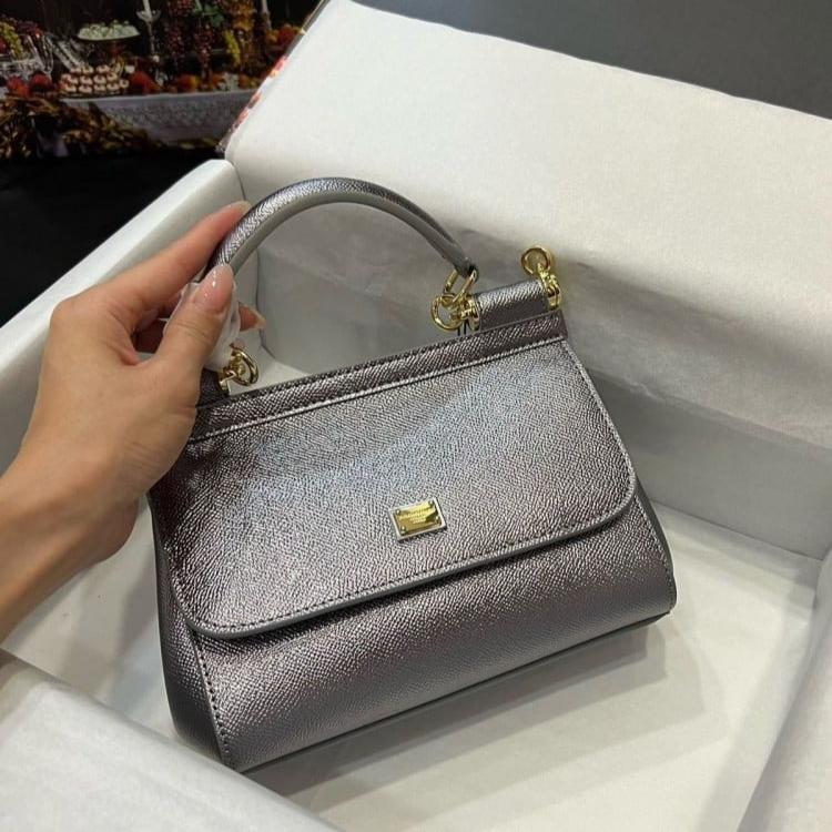 D&G Sicily Small Top Handle Bag Silver